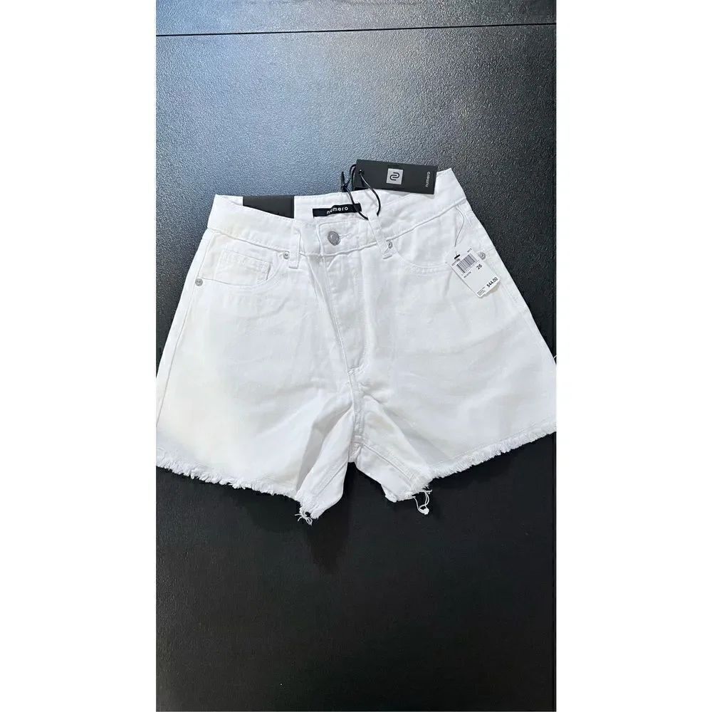 Numero Womens Frayed Hem High Rise  Relaxed Cut-Off Shorts White Sz 26 NWT P1-30